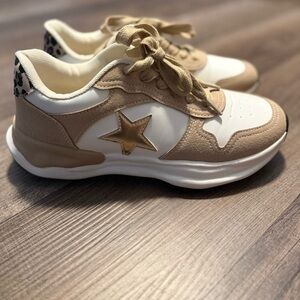 White and Taupe Multi Sneakers